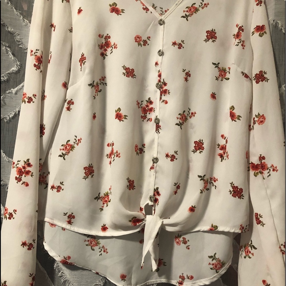 White blouse with flower print